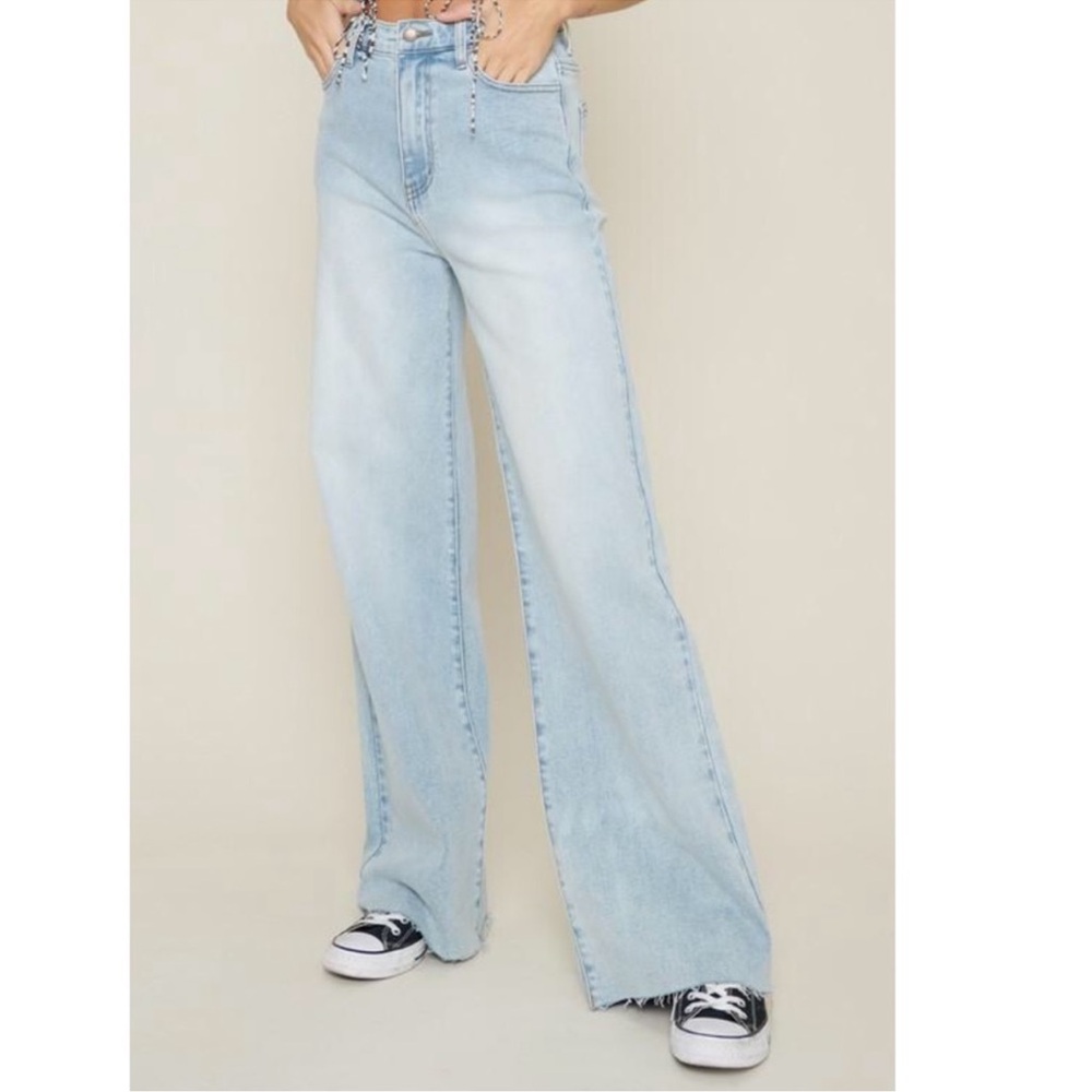 Vibrant Light Blue Flare Jeans